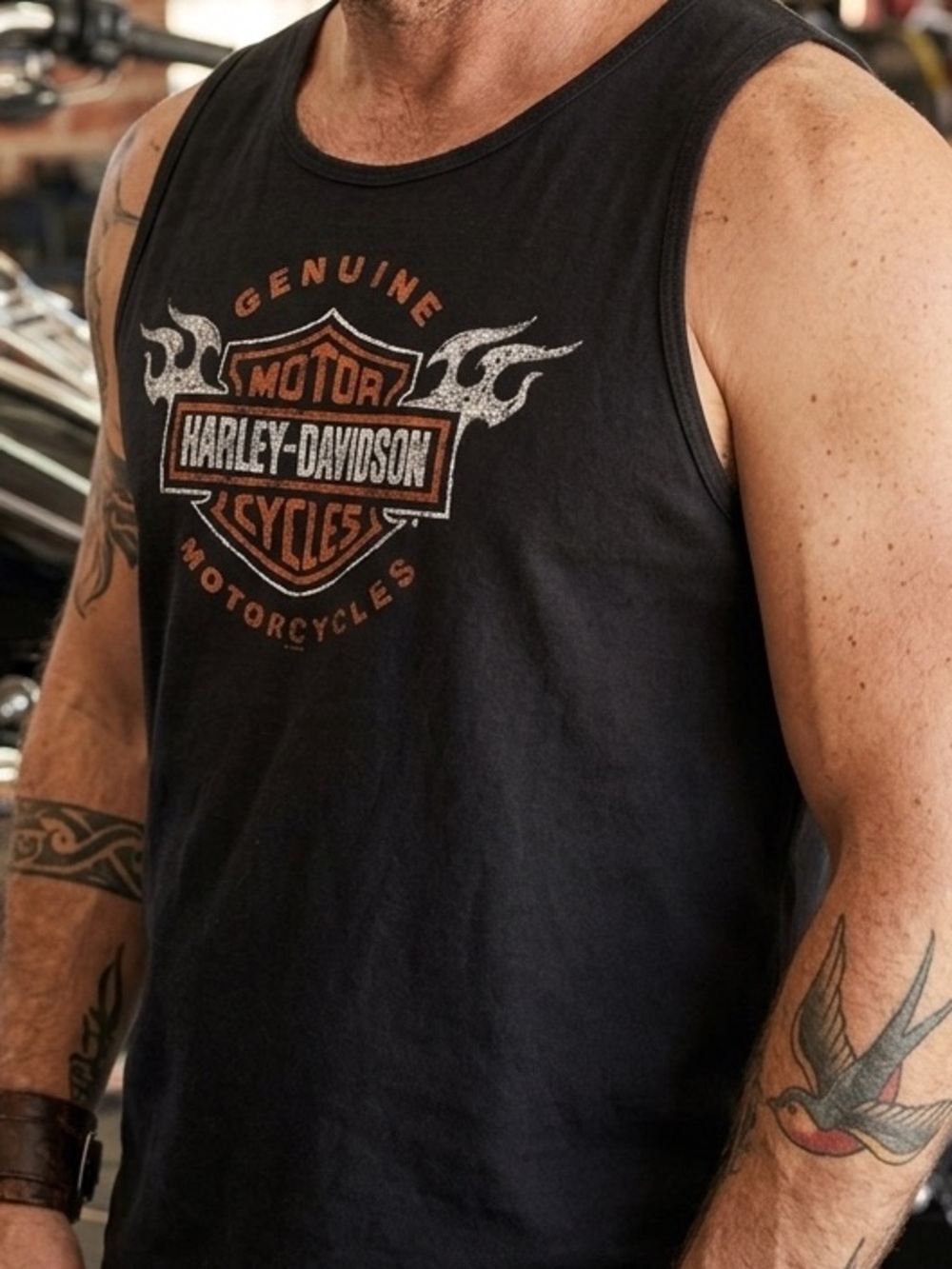 Harley Davidson Tank Top 2XL Black Graphic Milwaukee WI Biker Eagle Flame Logo
